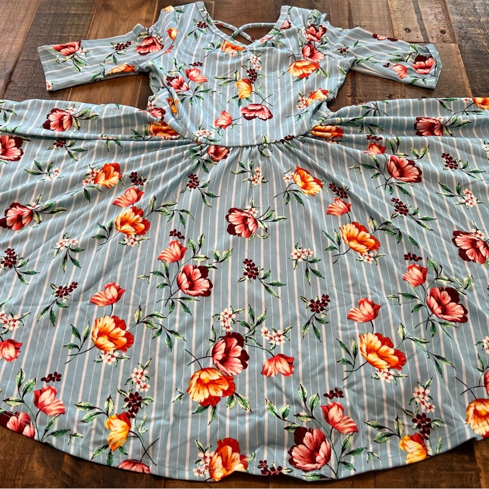 Dot Dot Smile size 5/6 girls blue floral Ballerina twirl dress new